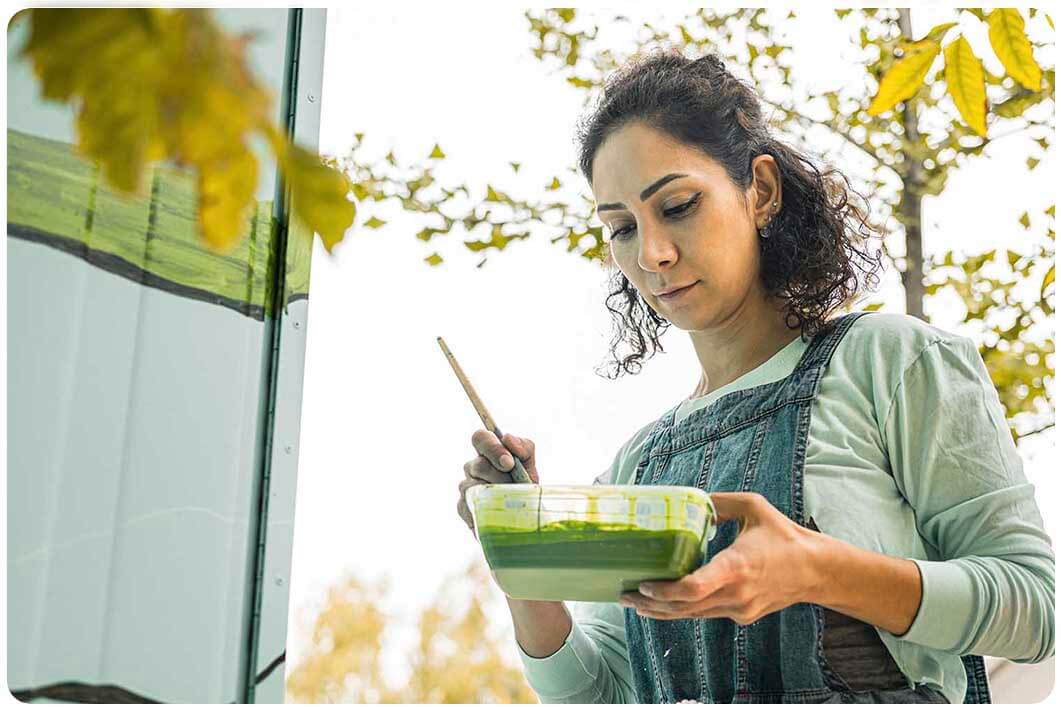 Woman getting ready to paint