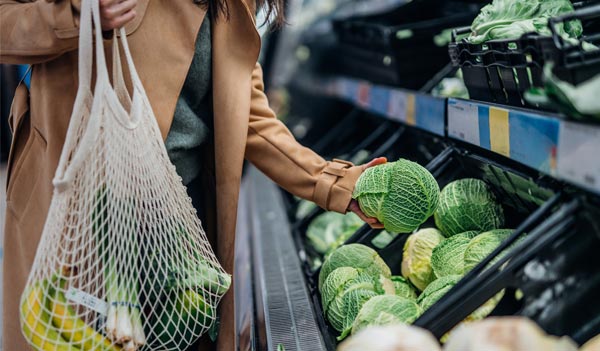 shopping in vegetable aisle