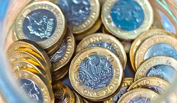 A jar of pound coins